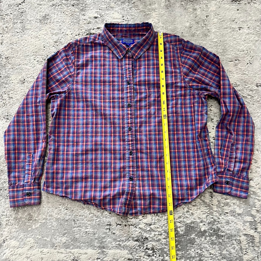 Pendleton Shirt Womens XL Purple Plaid Long Sleeve Button Up Light Breathable